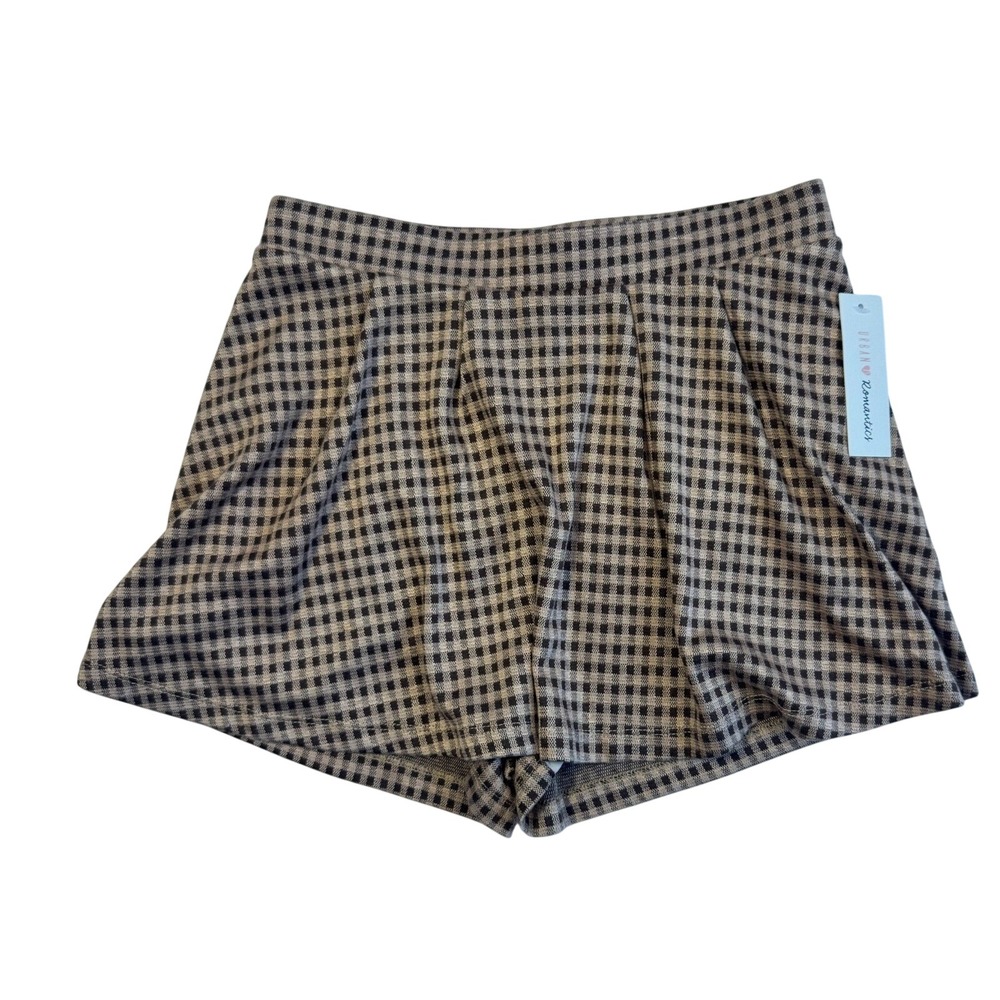 Dark Academia Urban NWT Romantics Small Skort Brown Gingham Plaid Knit Shorts